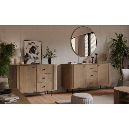 Komoda zaokrąglone boki frez 813 OLIVO dąb cremona